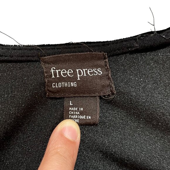 Free Press Black Crushed Velvet Long-Sleeve Wrap Bodysuit L  Boho Chic Quiet Lux - Picture 4 of 9